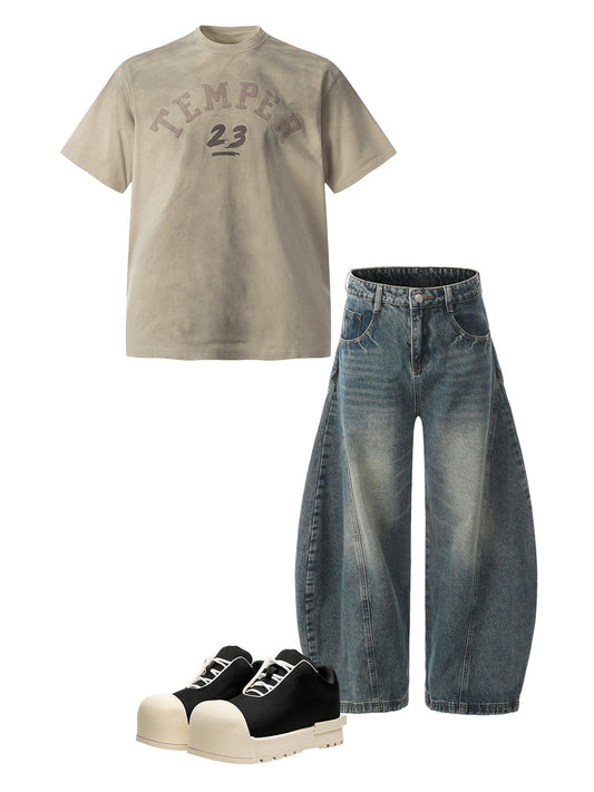 Washed Wide-Leg Balloon Jeans - 2301