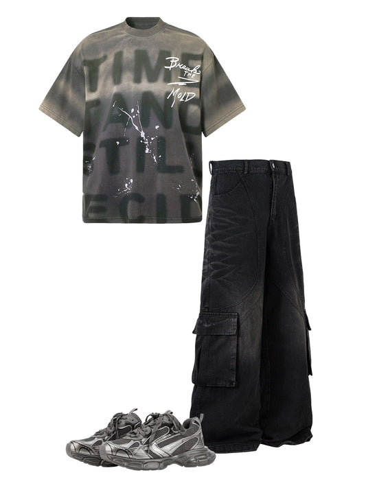 Ink Splash Letter Print T-shirt