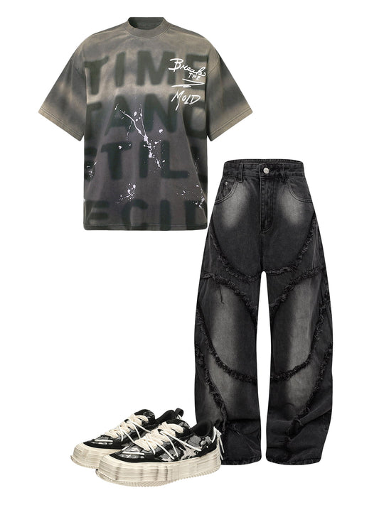 Ink Splash Letter Print T-shirt