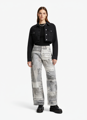 Graffiti Newspaper Baggy Jeans - 2404 