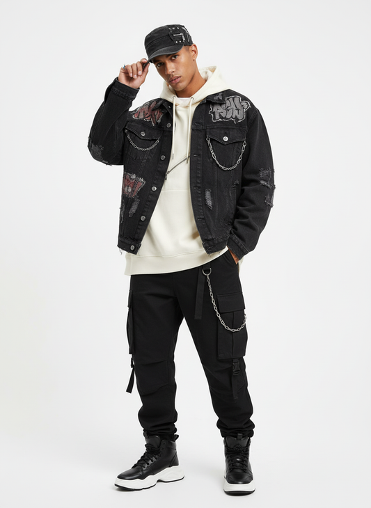 Washed Rivet Zipper Flat Top Cap 