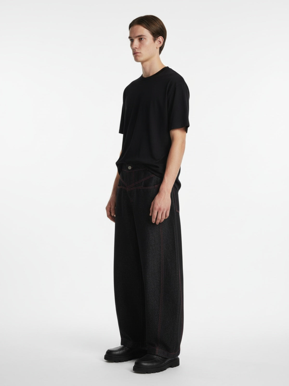 Street Culottes Red Stitching Barrel Jeans 