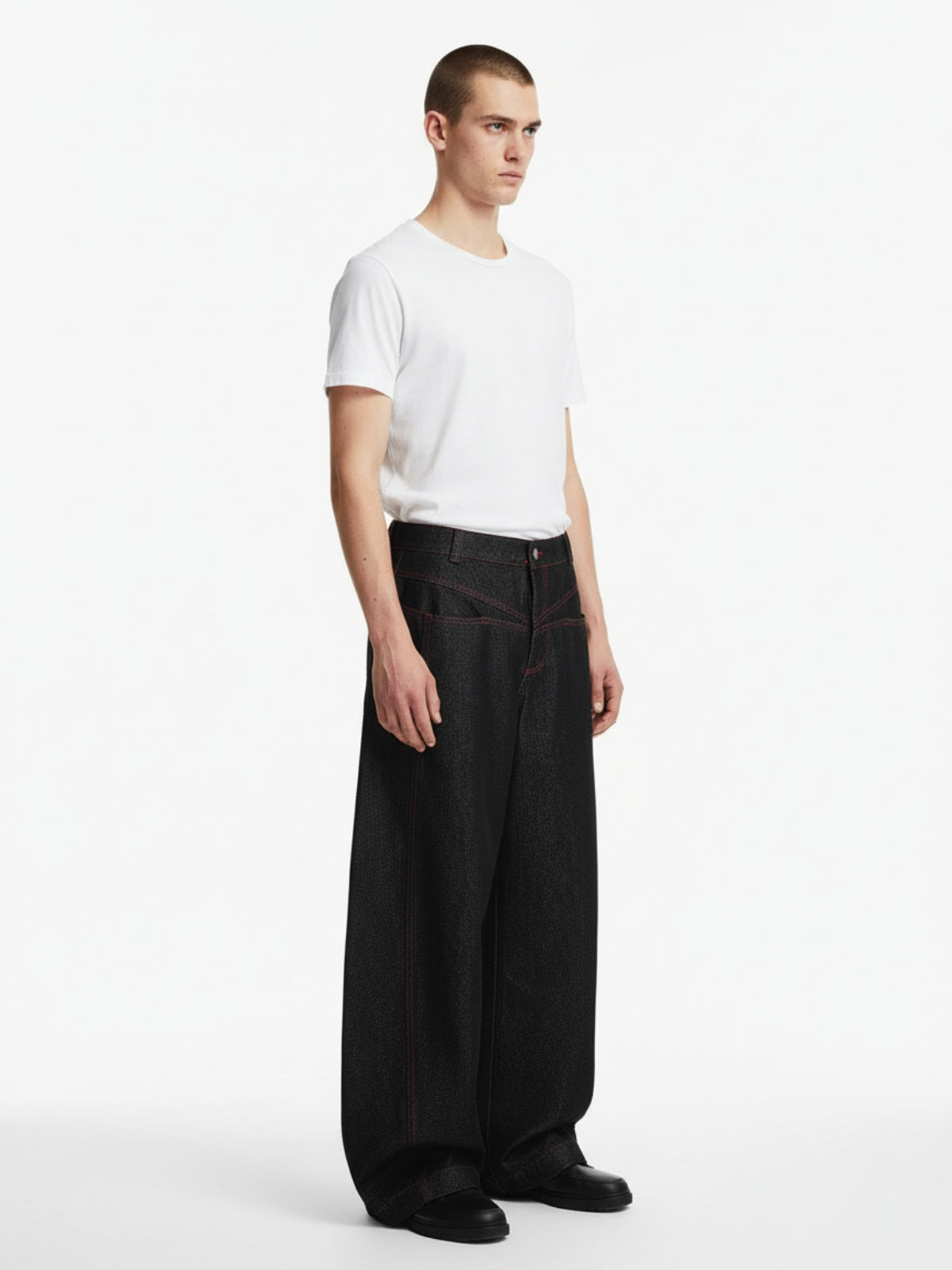 Street Culottes Red Stitching Barrel Jeans 