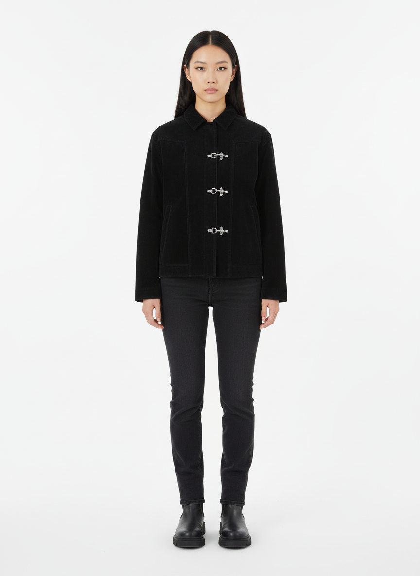 Retro Unique Metal Button Suede Lapel Bomber Jacket 