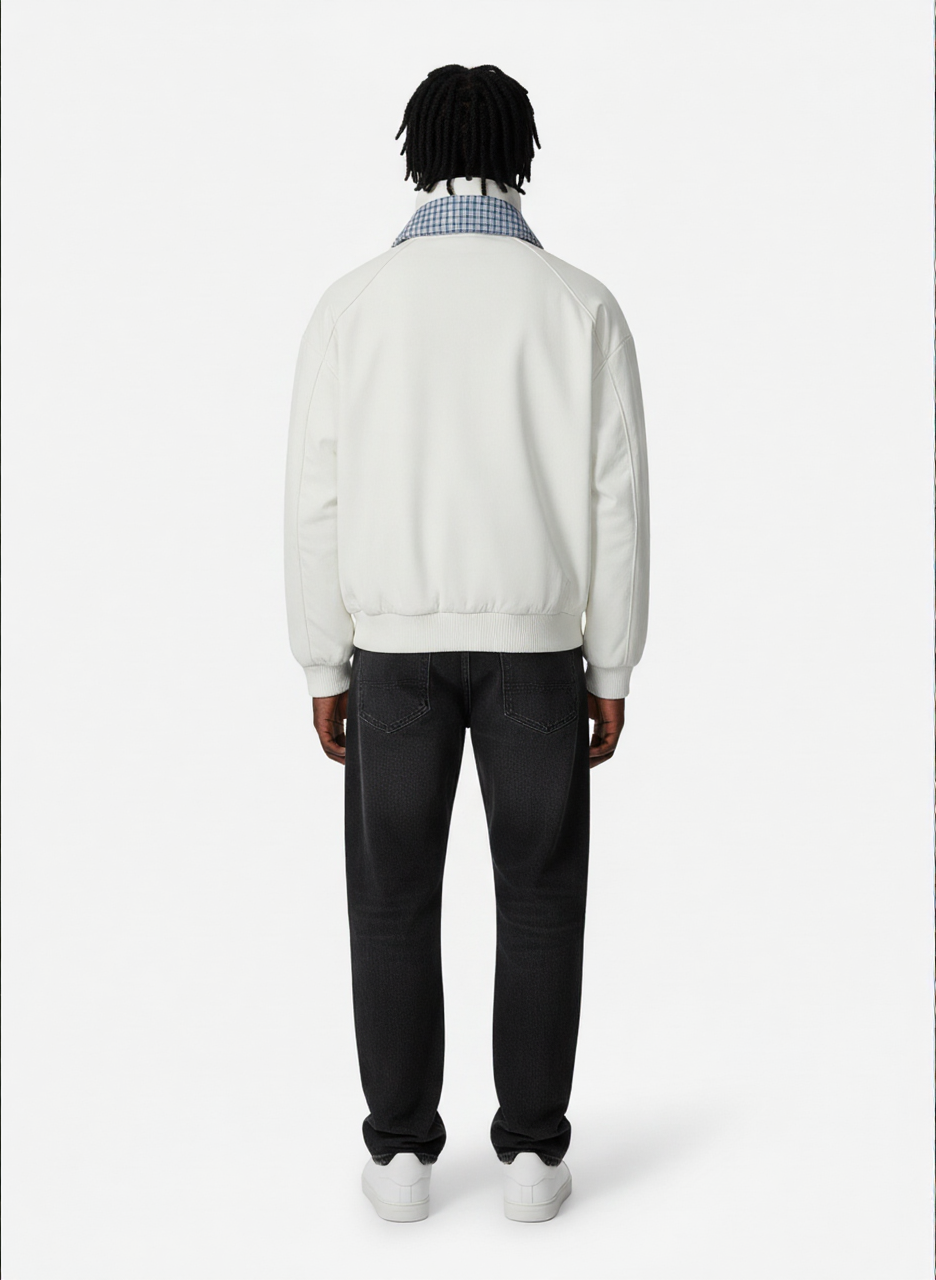 Retro Layered Look Plaid Collar Padded Jacket 