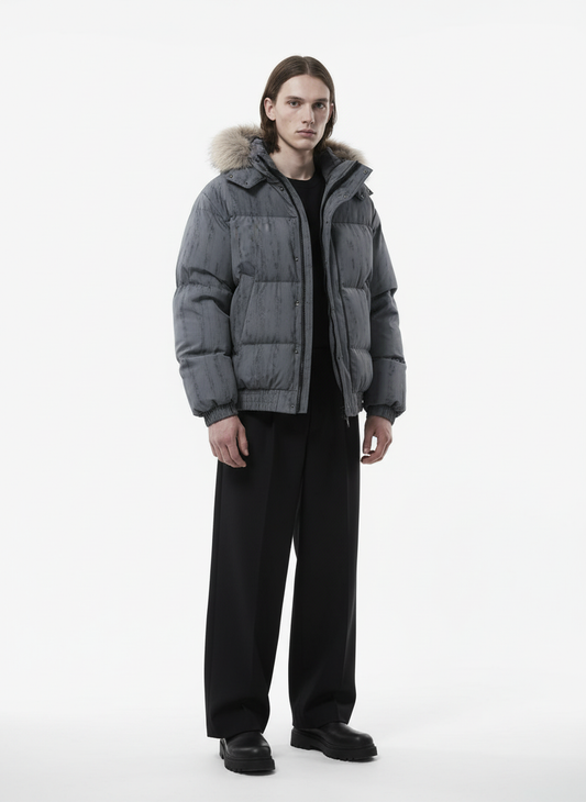 Vintage Fur Collar Hooded Cotton Jacket 