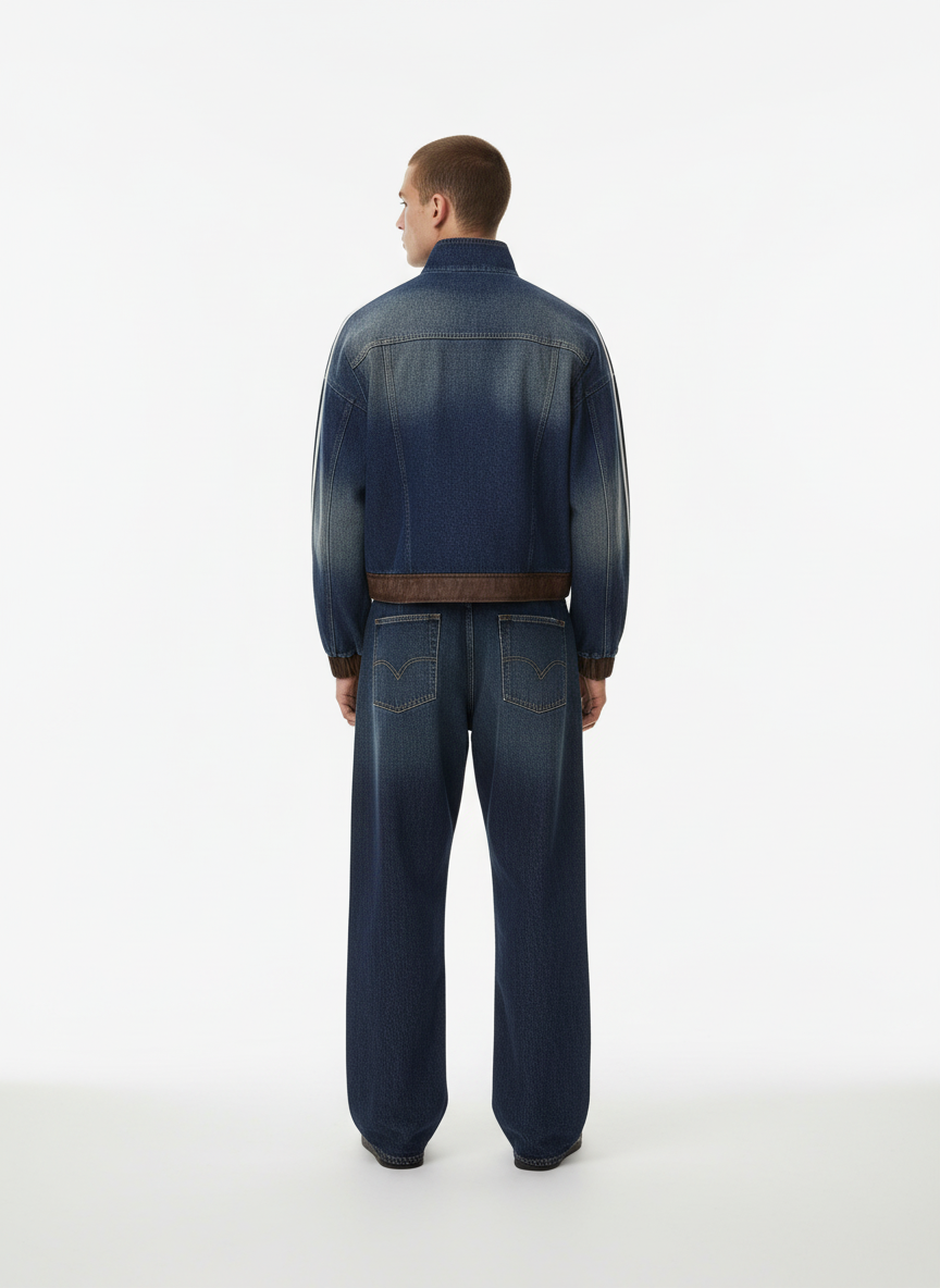 Retro Badge Embroidered Cropped Denim Jacket 