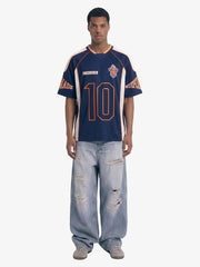 Contrast Panel Mesh Number Print Jersey T-Shirt 