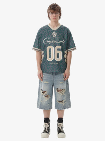 Retro Baroque Pattern Jersey T-Shirt 