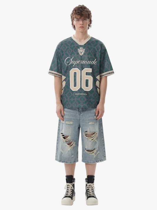 Retro Baroque Pattern Jersey T-Shirt 