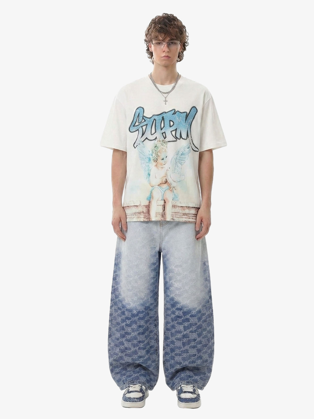 Gradient Wash Jacquard Denim Jeans 