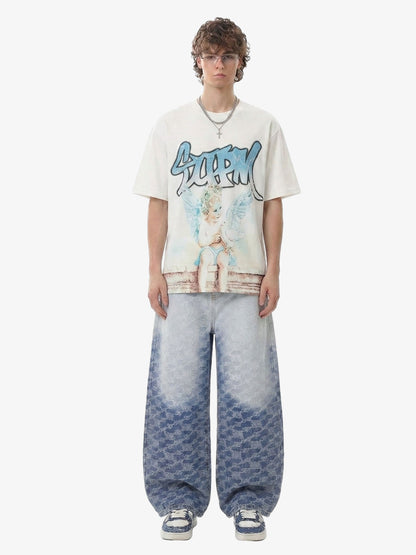 Gradient Wash Jacquard Denim Jeans 