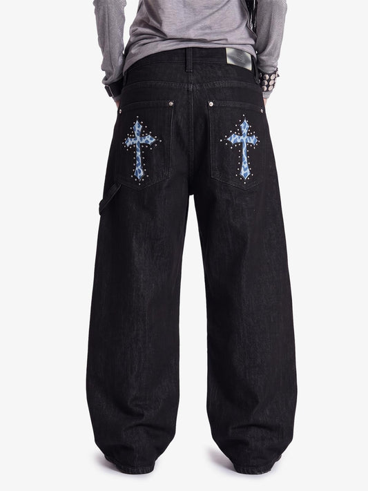 Black Wide-Leg Denim Pants