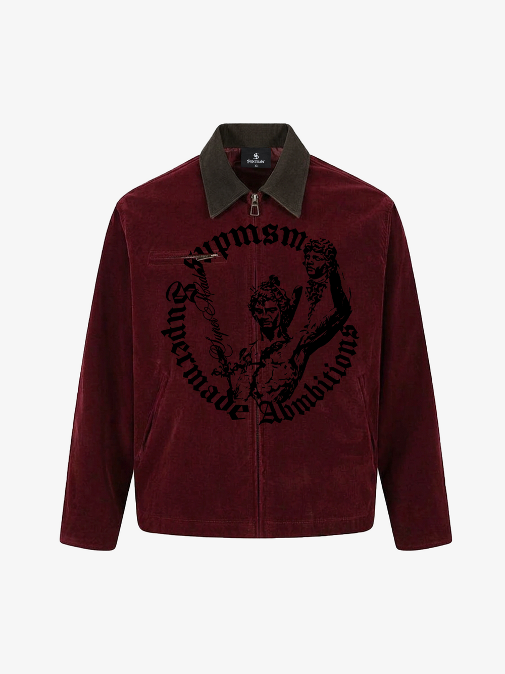 Distressed Graphic Patchwork Suede Work Jacket