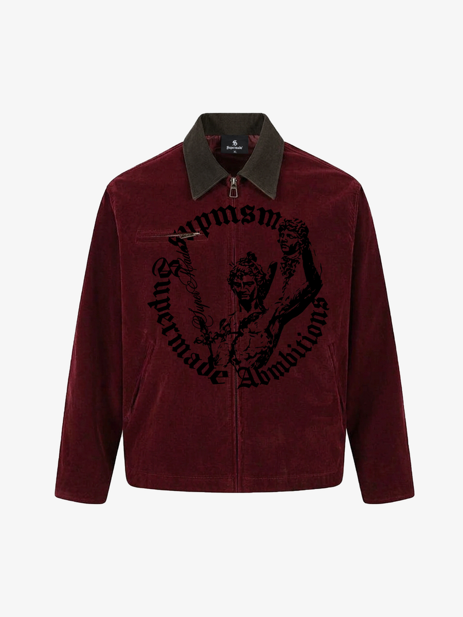 Distressed Graphic Patchwork Suede Work Jacket