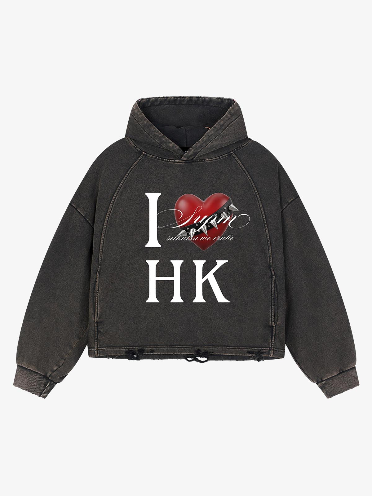 Hong‑Kong Limited Edition, Washed Denim‑Blue Boxy Hoodie; Washed Black Gold / M, Washed Black Gold / L, Washed Black Gold / XL, Washed Black Gold / 2XL