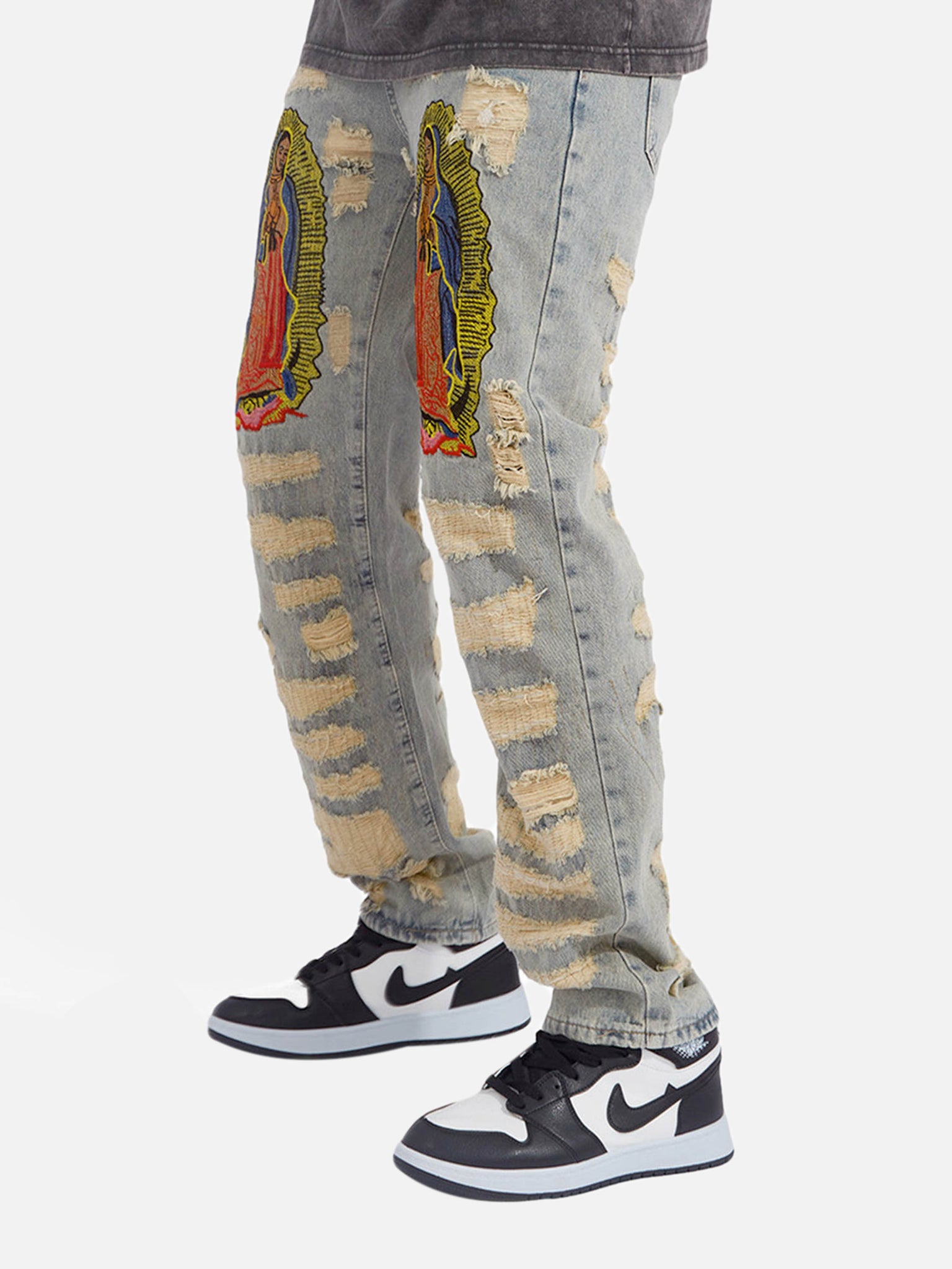 The Supermade American Street Style Ripped Embroidered Jeans - 1617