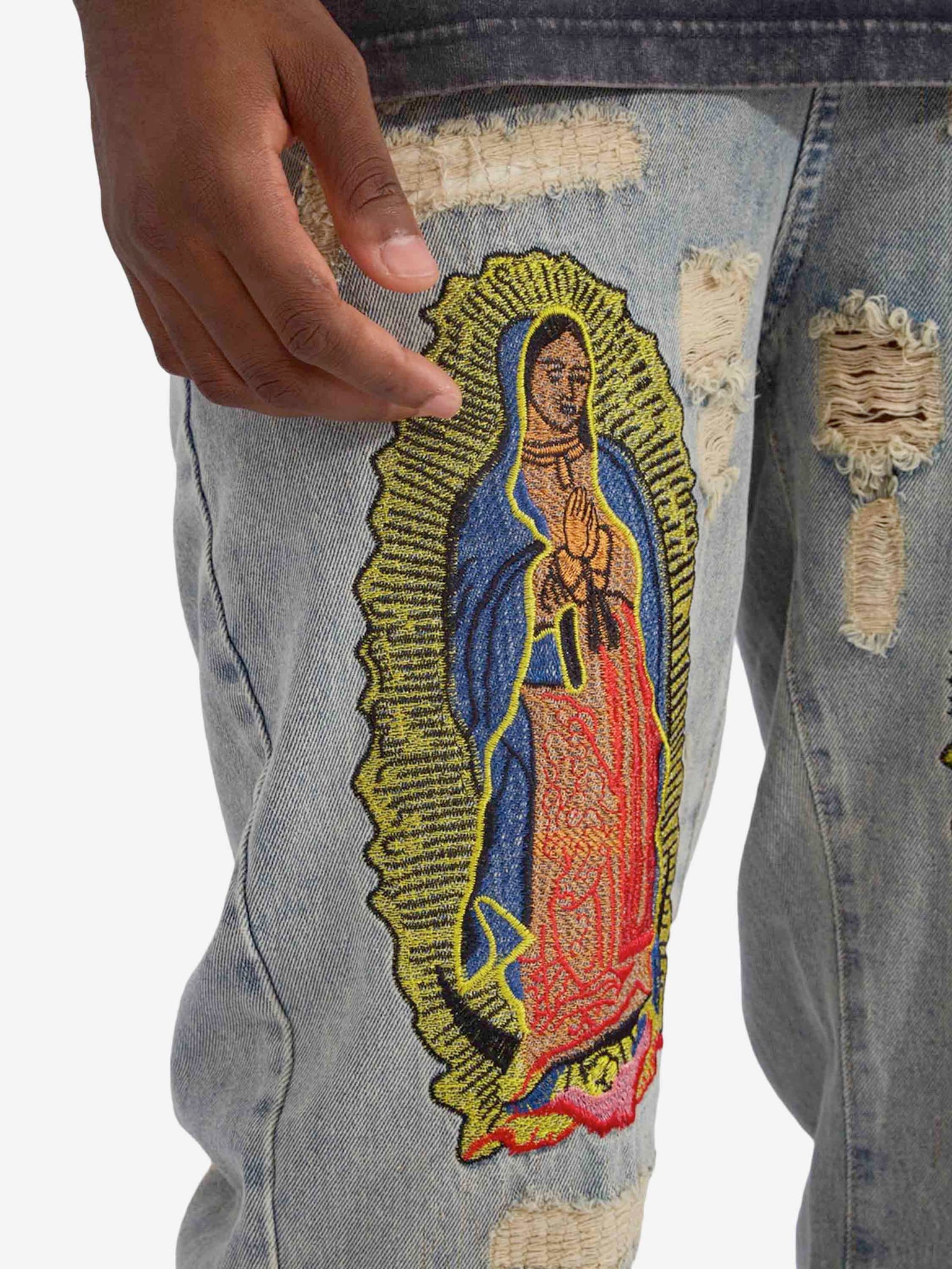 The Supermade American Street Style Ripped Embroidered Jeans - 1617