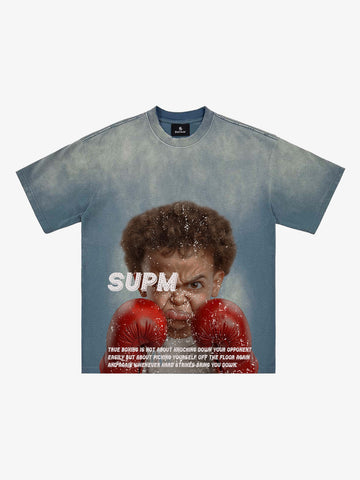 Pink Washed Boxing Graphic Tee