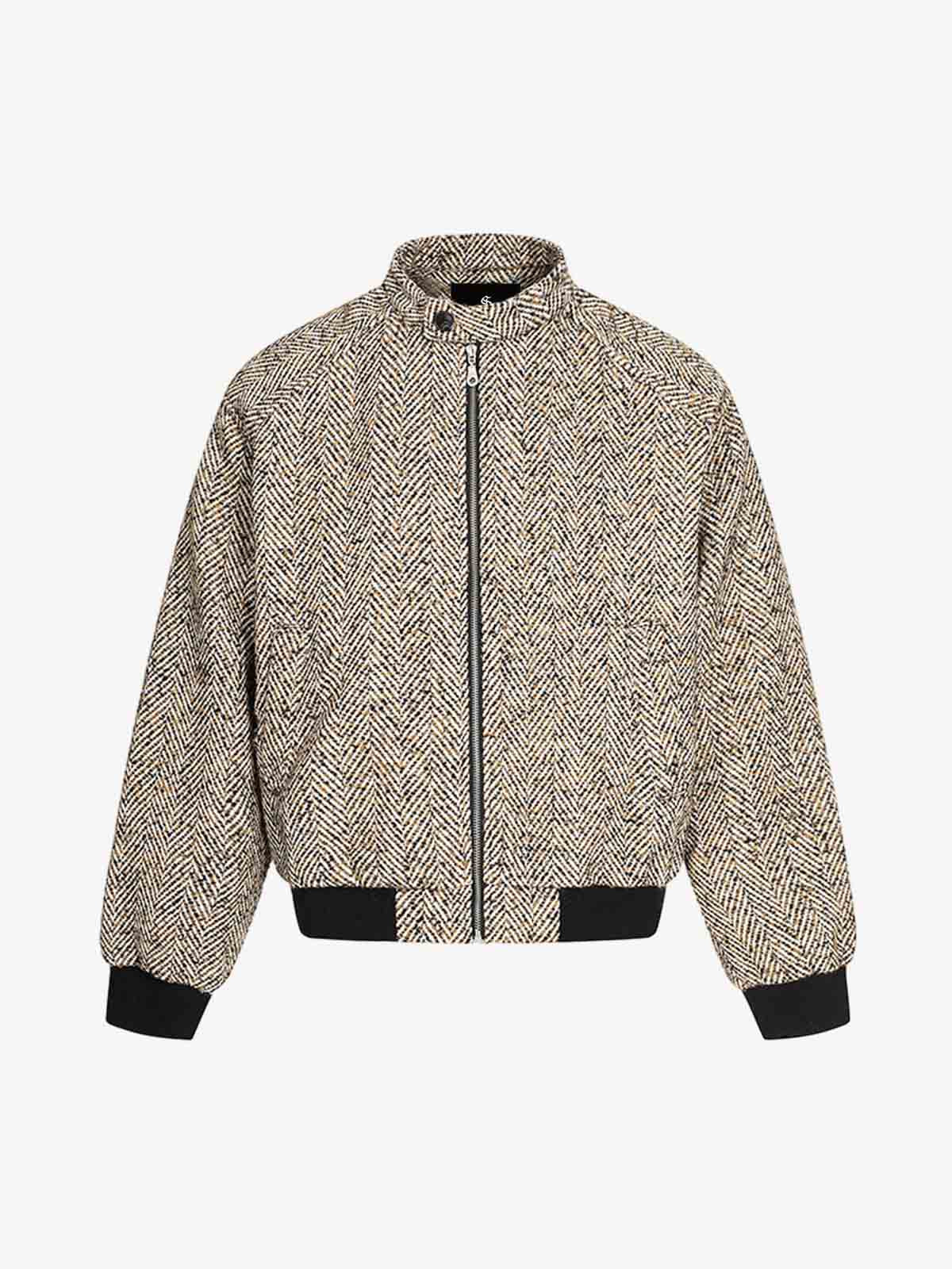 Vintage Herringbone Zip Up Jacket