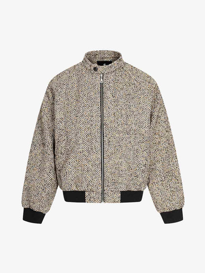 Vintage Herringbone Zip Up Jacket