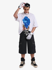 Polka Dot Denim Cargo Shorts