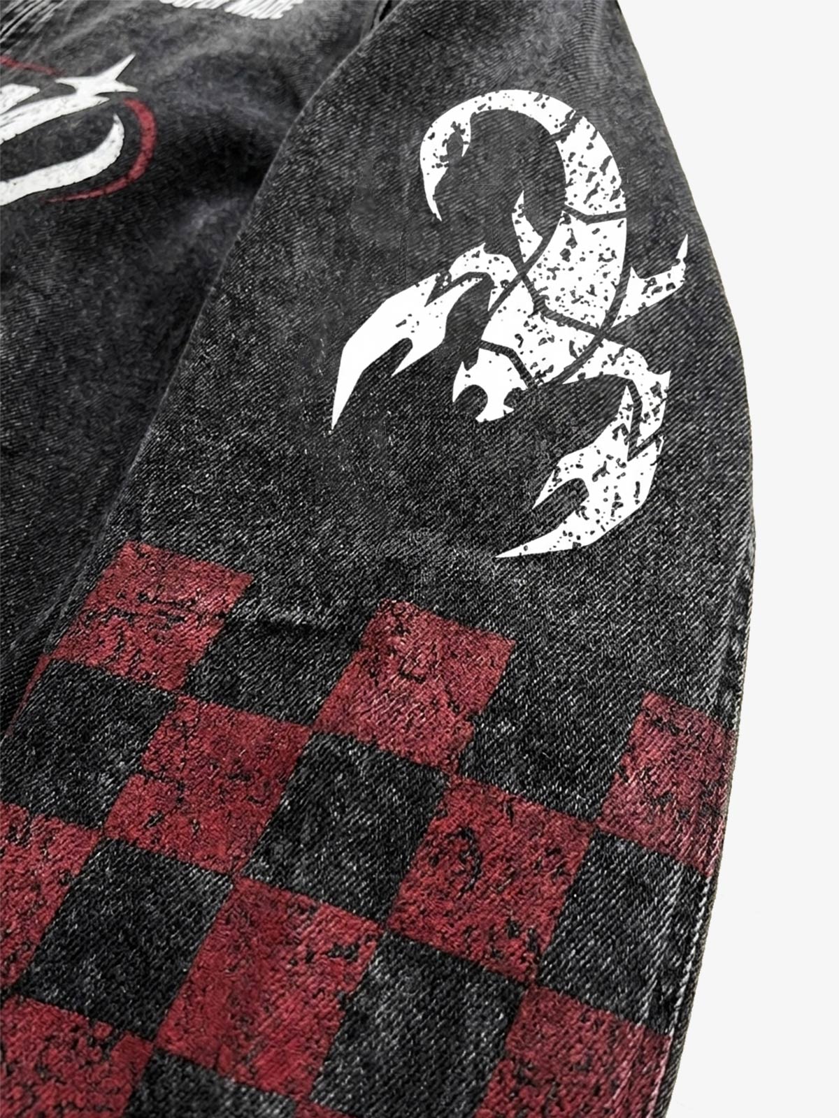 Washed Denim Racing Graphic Print Varsity Jacket