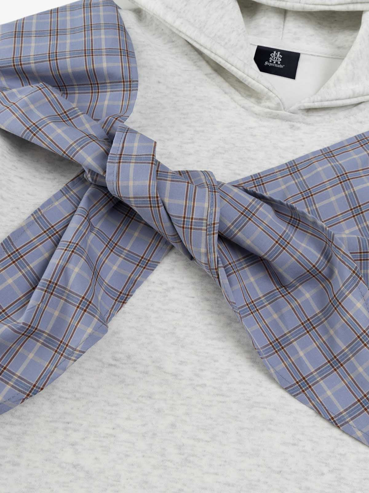 Stylish Hoodie with Plaid Bow Detail for Women - Perfect for Casual and Fashionable Looks 