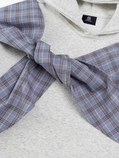 Stylish Hoodie with Plaid Bow Detail for Women - Perfect for Casual and Fashionable Looks 