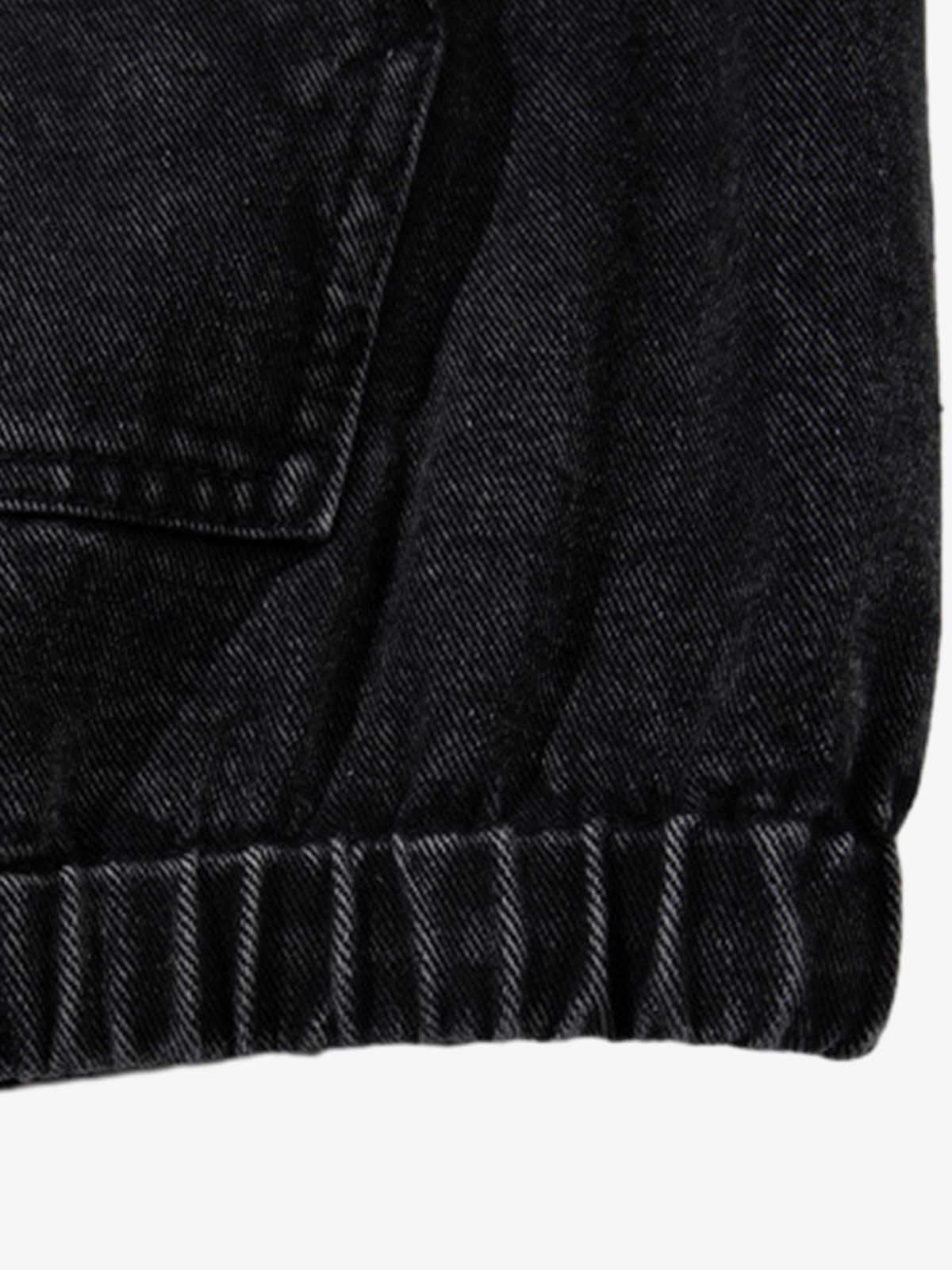 Vintage Washed Denim Metal Toggle Detail Pullover Hoodie 