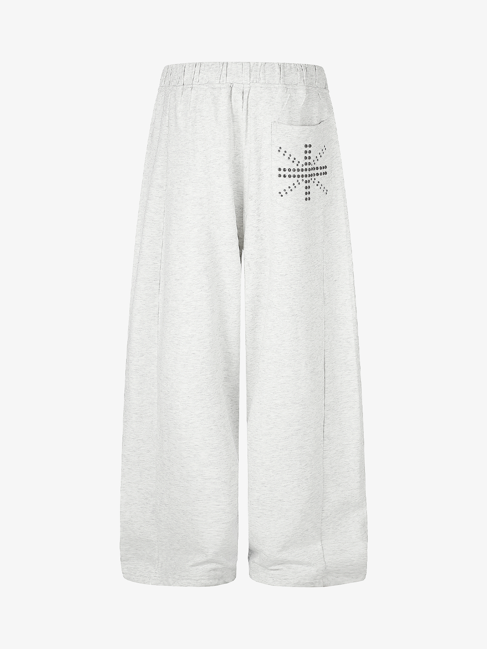 Studded Curved-Seam Wide-Leg Sweatpants