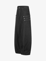 Military Napoleon Raw Denim Barrel Baggy Jeans