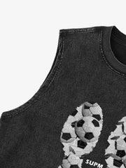Soccer Ball Footprint Graphic Sleeveless T-Shirt 