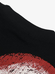 Cotton Blend Drip Print Oversized T-Shirt with Distressed Details 