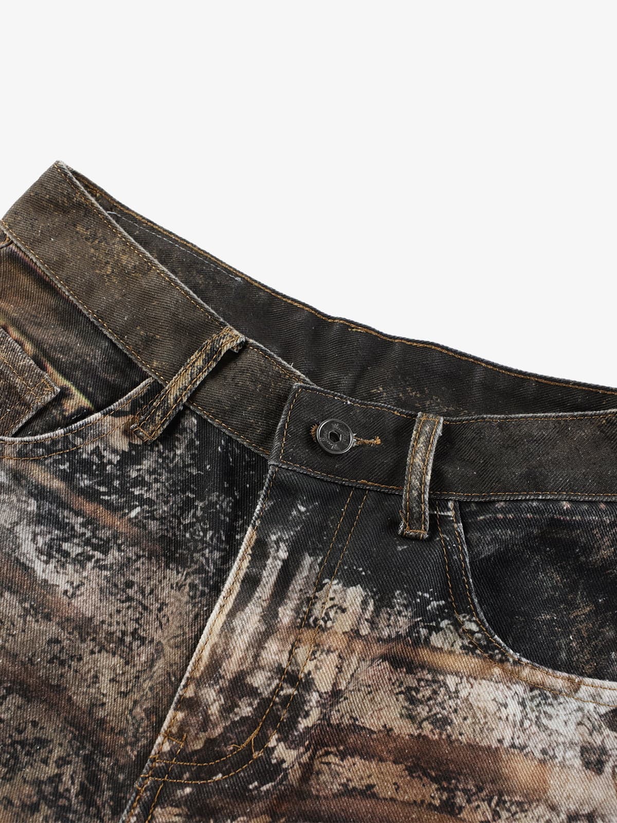 Thesupermade Distressed Animal Pattern 3D Print Jeans