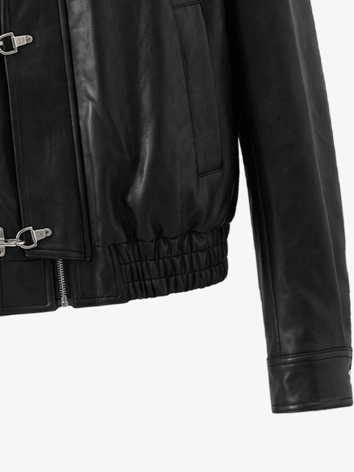 Cross Embroidered Color Block Cropped Biker Jacket