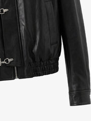 Cross Embroidered Color Block Cropped Biker Jacket