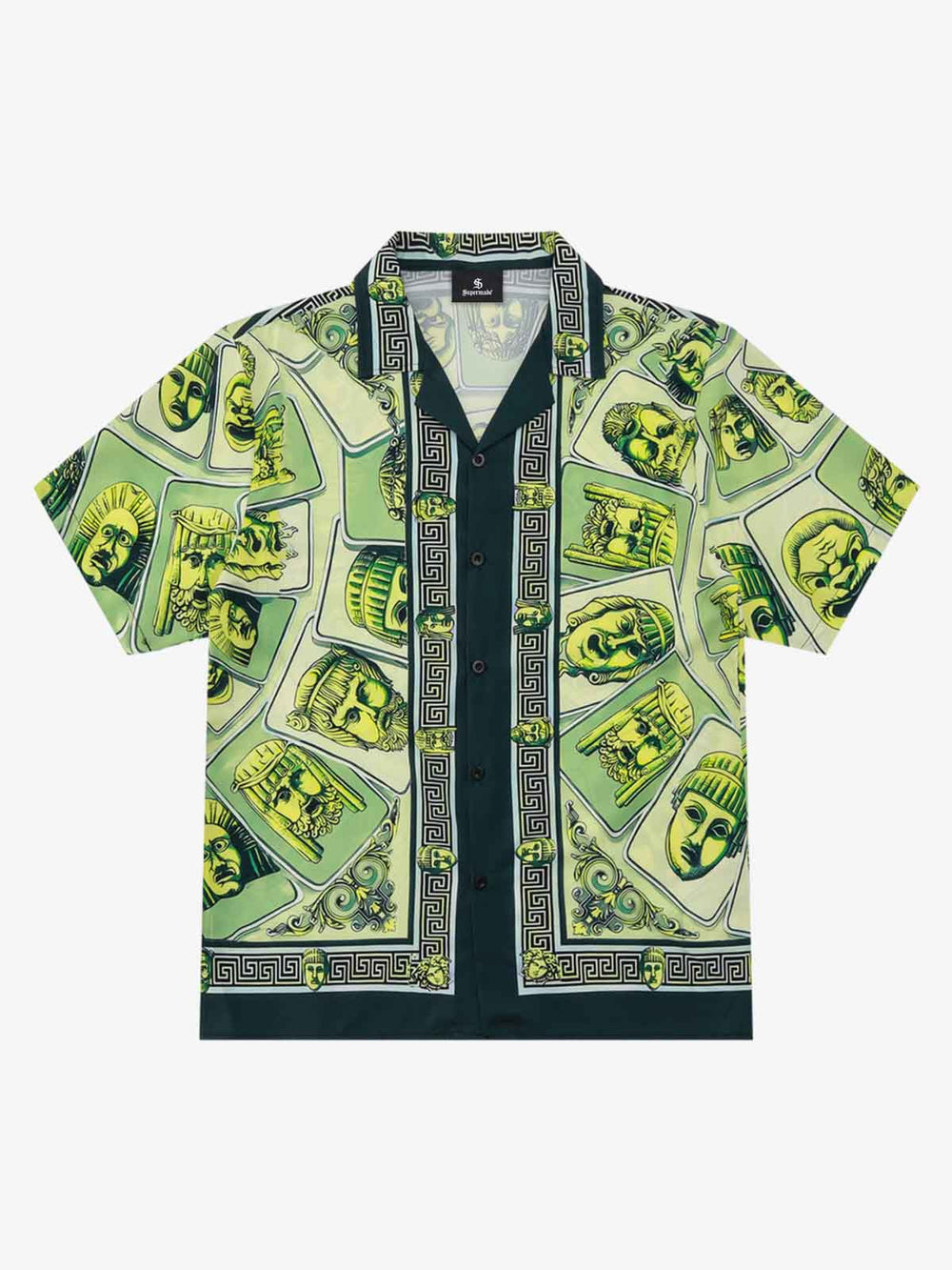 Baroque Pattern Statue Camp Collar Boxy Shirt 