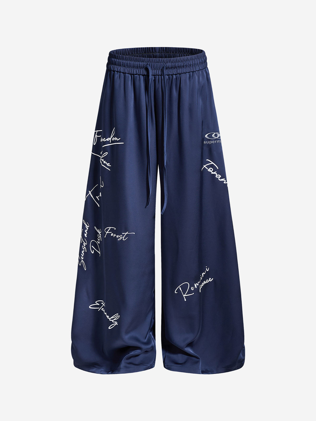 Weite Hose mit Schriftzug und Kordelzug