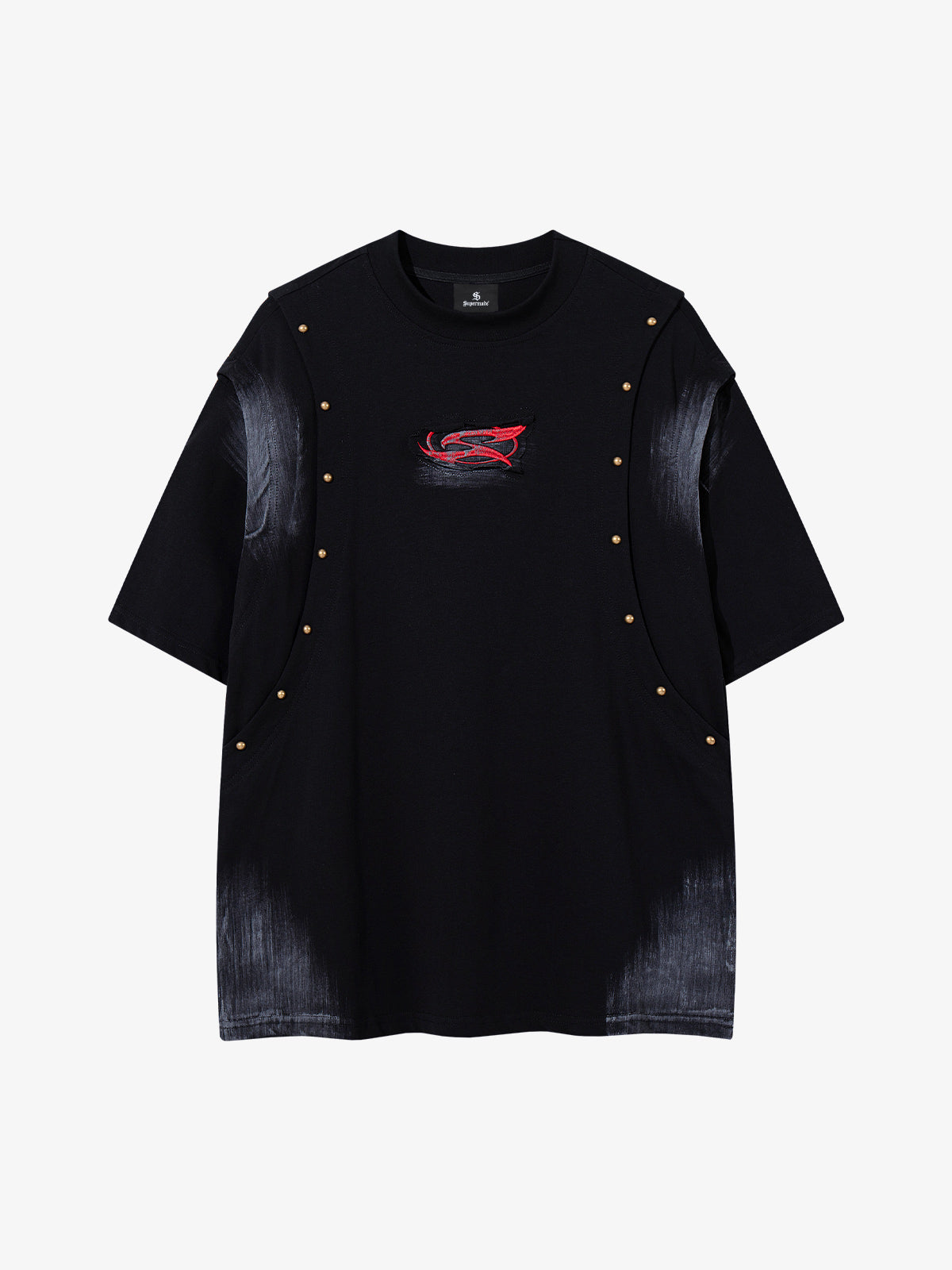Studded Appliqué Distressed Tee