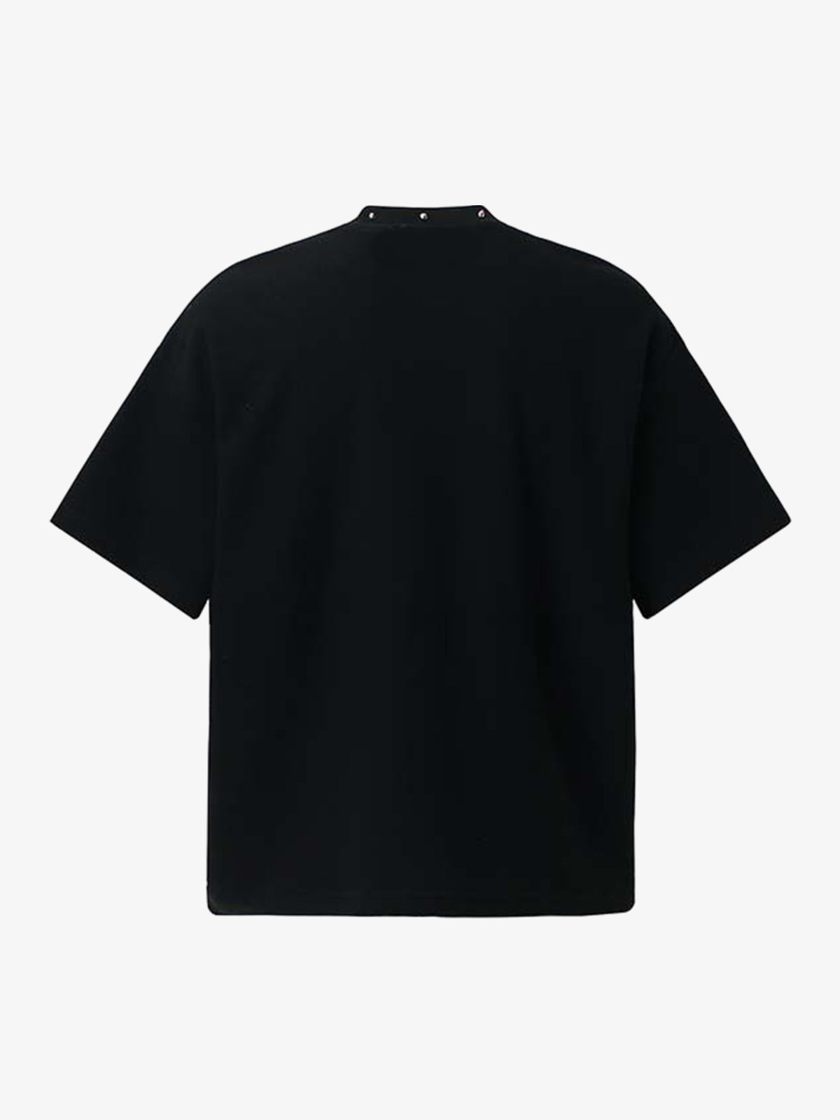Studded Collar Cross Print Waffle T-Shirt 