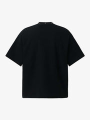 Studded Collar Cross Print Waffle T-Shirt 