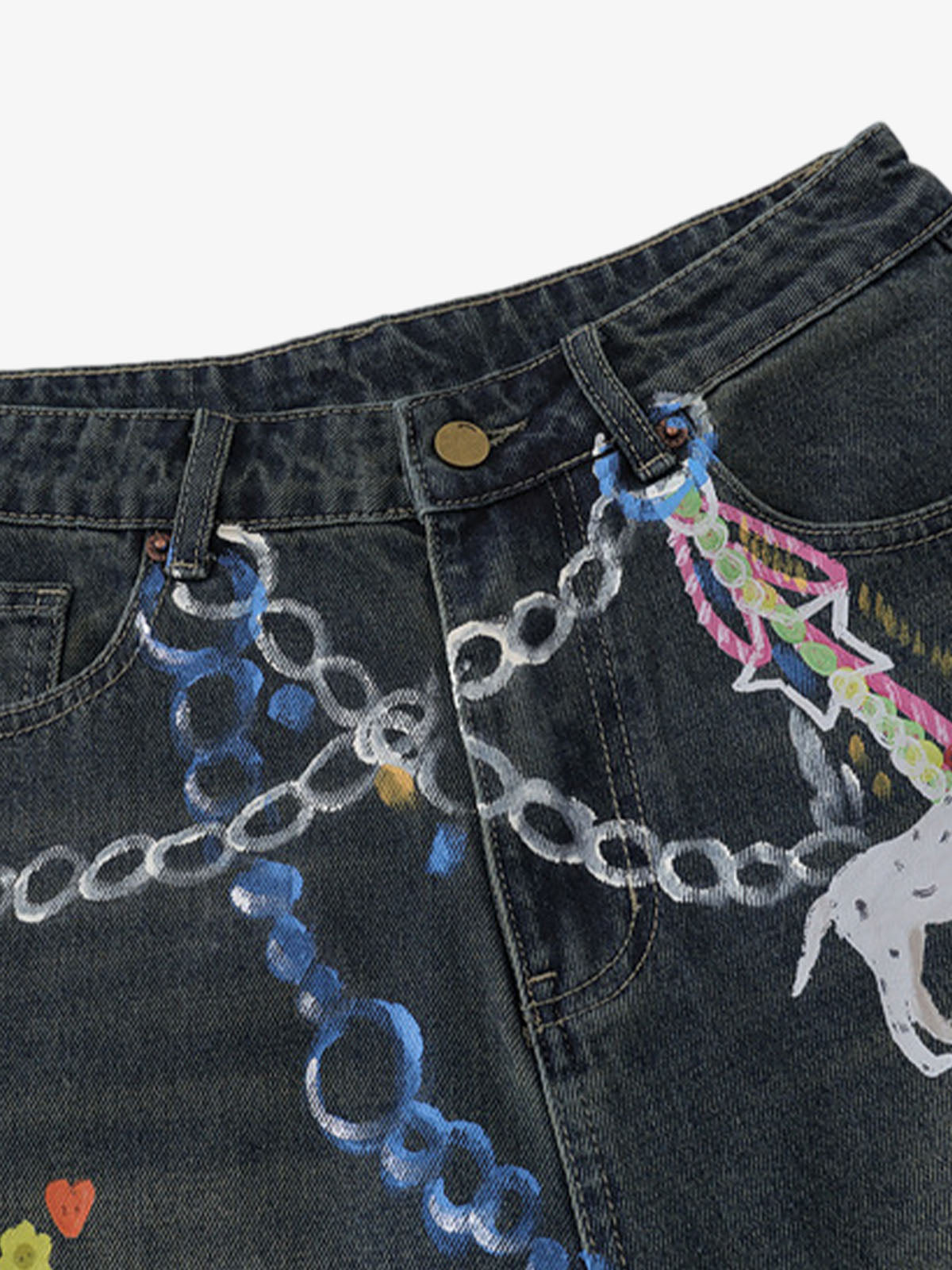 Street Painting Graffiti Denim Jorts 
