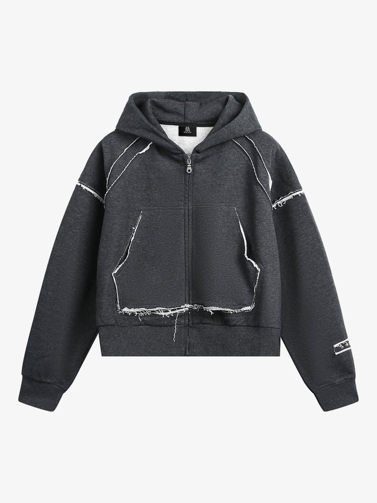 Stylish Distressed Hoodie with Zip-Up Design for Casual Wear 