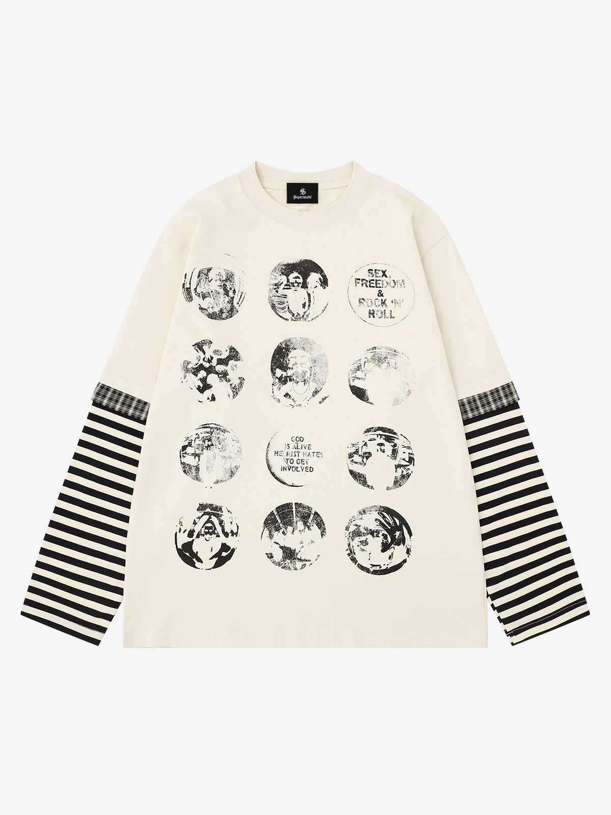 T-shirt à manches longues rayé à motif foncé