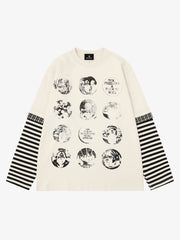 T-shirt à manches longues rayé à motif foncé