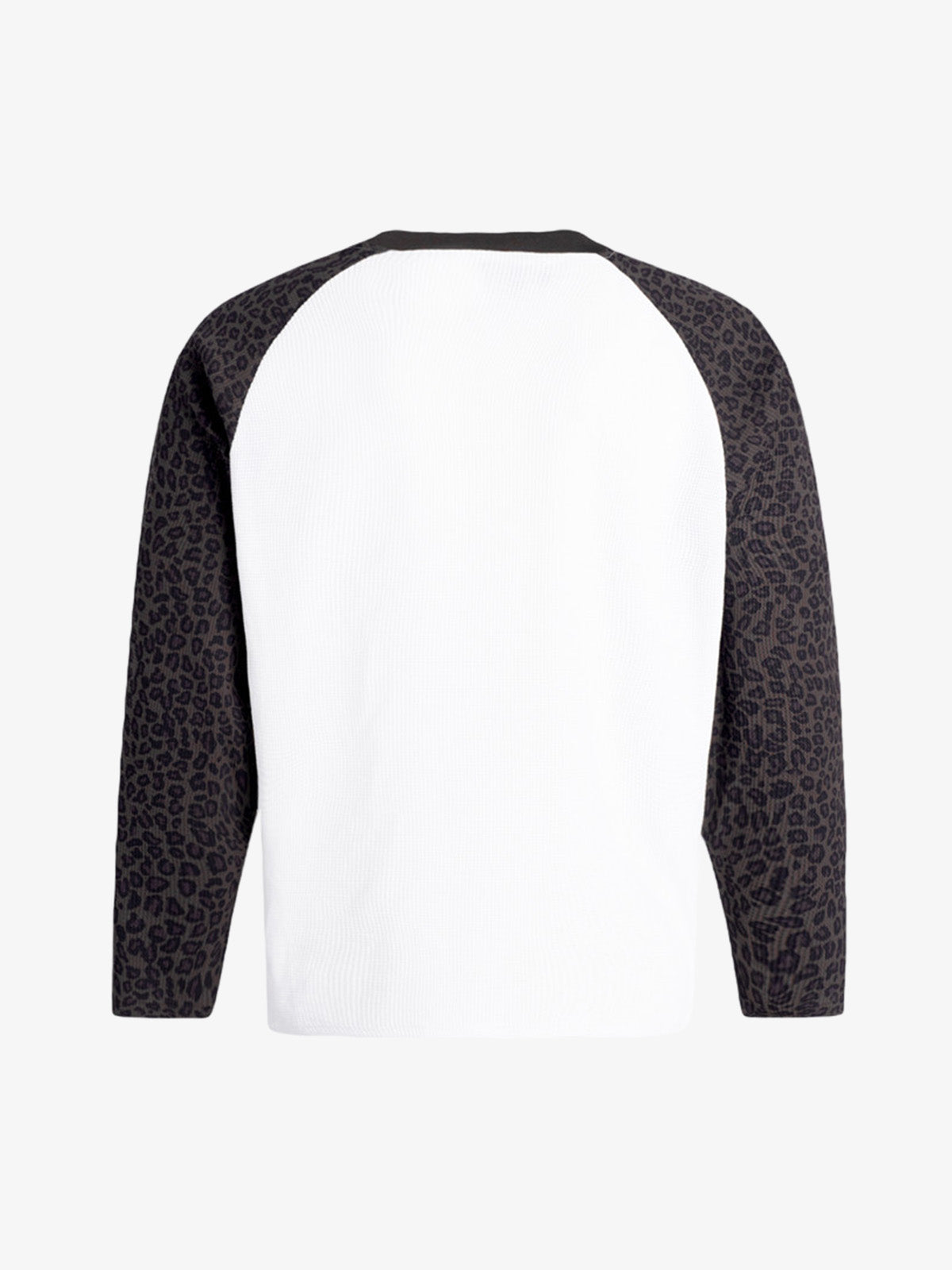 Leopard Letter Graphic Raglan Waffle Long Sleeve Tee