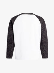Leopard Letter Graphic Raglan Waffle Long Sleeve Tee