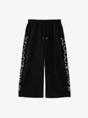 Cotton Blend Pearl Embellished Wide Leg Sweatpants for Women 