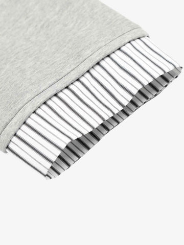 Button Detail Striped Panel Faux Layered Jacket 